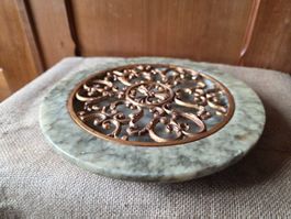 Vintage Marmor Metall Topf Untersetzer 28,5 cm