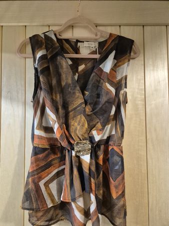 Top imprimé écru et choco taille 36 neuf