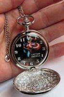 Taschen - Uhr Captain America mit Kette und Springdeckel
