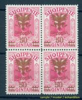 ALBANIEN, 50Q a 10Q 1920, VIERERBLOCK POSTFRISCH!