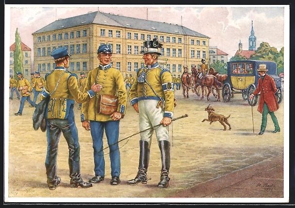 Cancelleria postale: Dresden, Sächs. Briefträger und Postil – Usato da Berlin venduto da bartko-reher