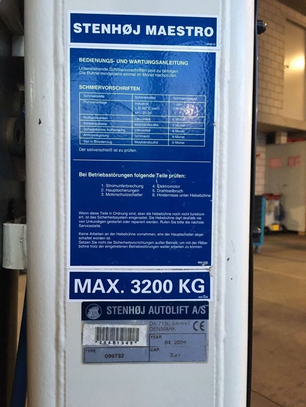 Autolift Stenhoj, 2 Säulen - Hebebühne 3200KG (Gebraucht) in Roggwil BE ...