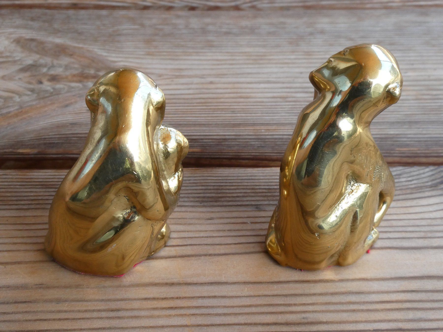 Figurines: 2 Affenfiguren, massiver Messingguss Glanzpoliert – D'occasion à Lüchingen par Eeizo 3