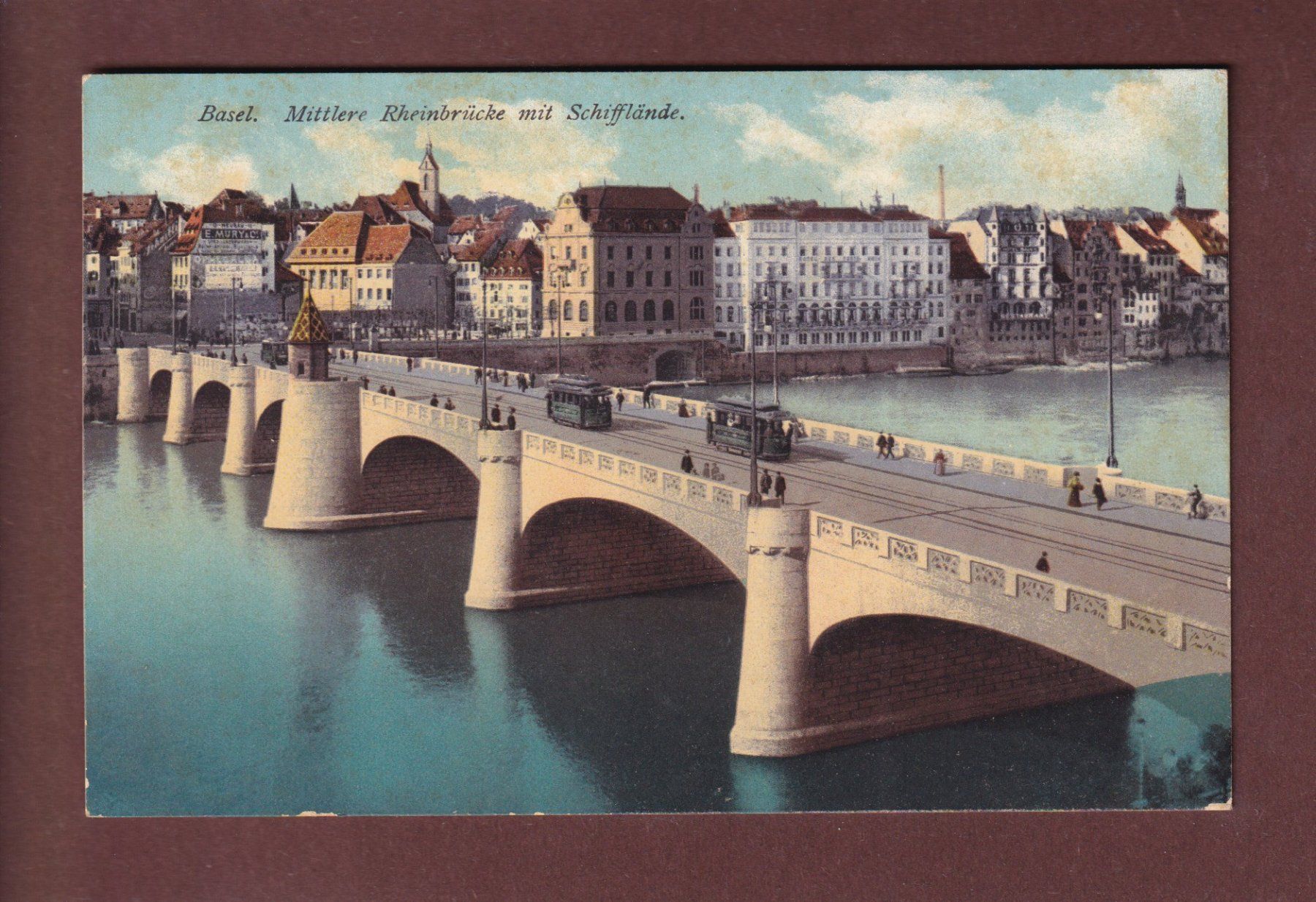 Ansichtskarten: BASEL - Mittlere Rheinbrücke mit Schifflände – Gebraucht aus Pully von nicecards-shop