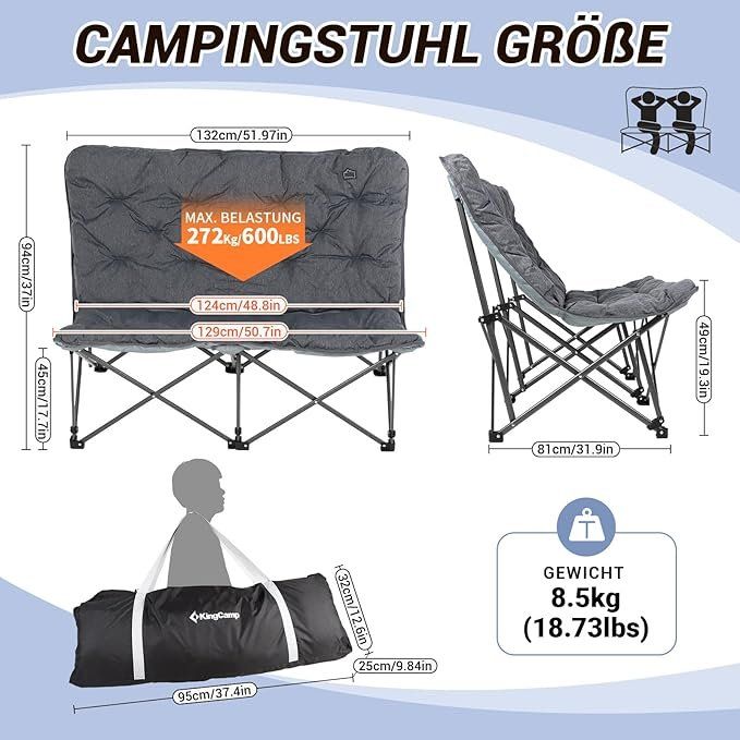 Produktbild von HIGH POINT SPORTS Campingstuhl Faltbar Klappstuhl Moon Chair XXL