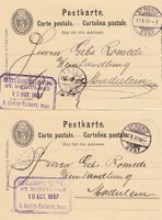1886 2 Ganzsachen Karten mit Hotelstempel St. Moritz Bad