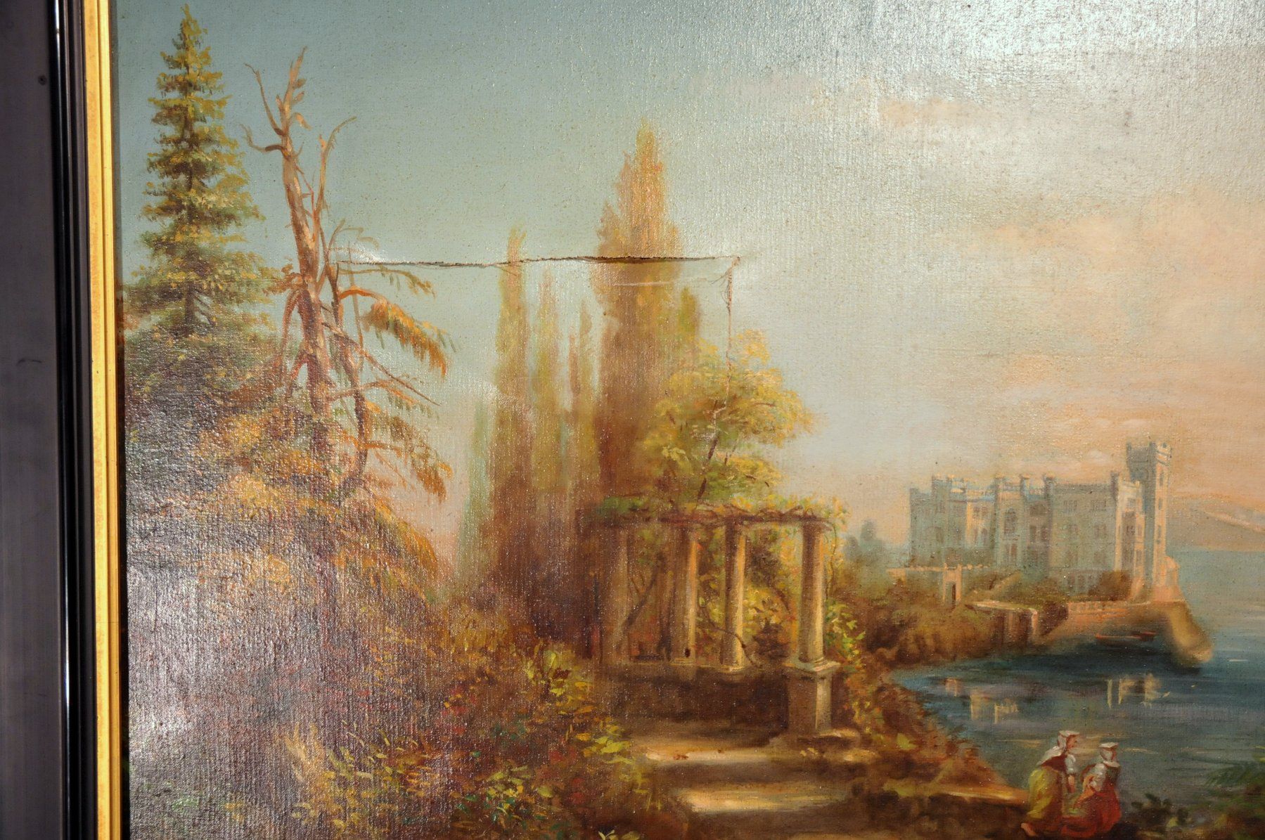Gemälde: Ölgemälde einer Landschaft am See mit Schloss von Widmer – Defekt aus Aarburg von aar_vx9z 1
