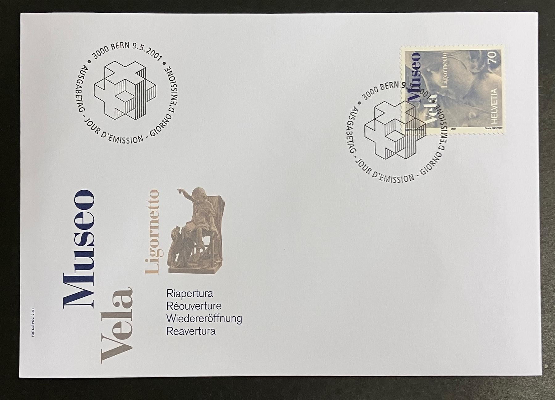 Tutti i francobolli: FDC MUSEO VELA 2001 ET ⦿ – Nuovo (secondo la descrizione) da Oberwil BL venduto da SALOB