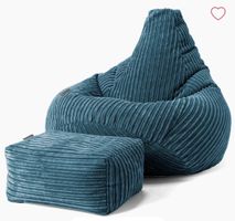 Big Bertha Lounge Pug, Sitzsack mit Hocker blau Cord
