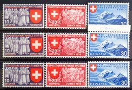 SUISSE 1939: Expo nationale, les séries de/fr/it, **