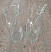 2 Glaskaraffen+ Glasstrohhalm, Cocktailgläser, Glas, Karaffe