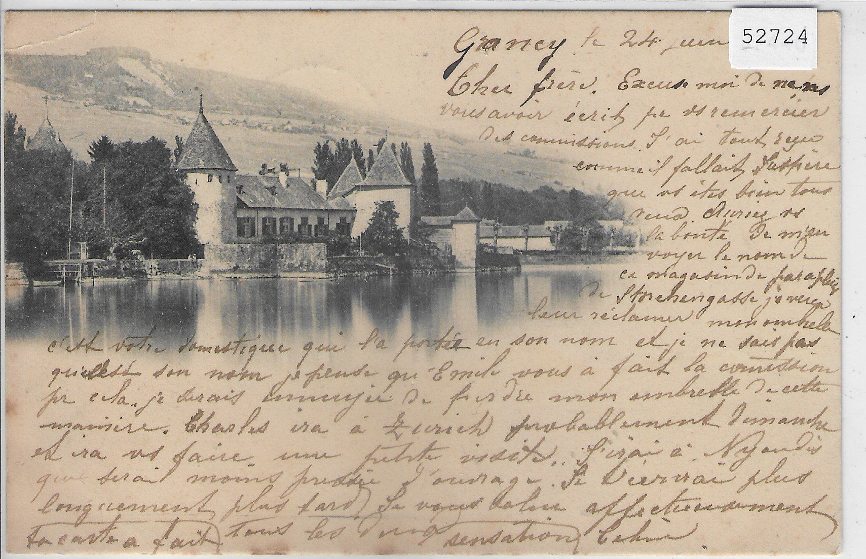 Cartoline postali: Rolle - Le Chateau 1898 - Stempel: Grancy – Usato da Ettingen venduto da Kartenplanet