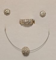 SILBER Ring, Ohrstecker, Collier Set