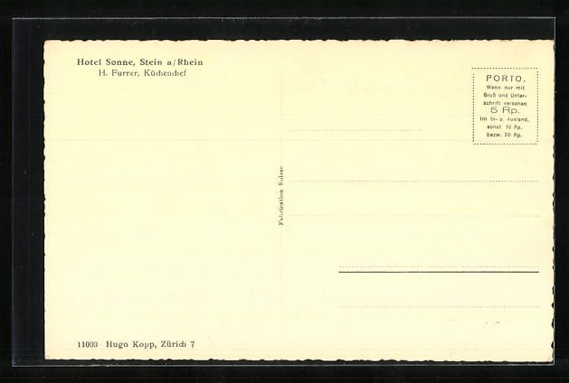 Cartoline postali: Stein a. Rhein, Hotel Sonne, Scheffelstu – Usato da Berlin venduto da bartko-reher 1