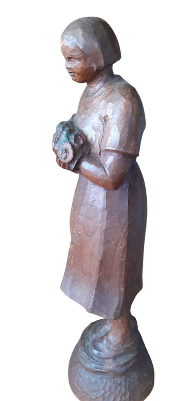 Sculture & Statue: Antike Holzfigur Mädchen mit Blumenstrauss – Usato da Mörschwil venduto da antiksalon 4