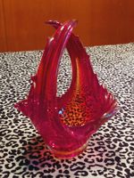 Corbeille vintage en verre de Murano rouge soufflé à la main