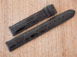 glänzendes Concord Lederband 15mm NOS schwarz Kroko-Prägung