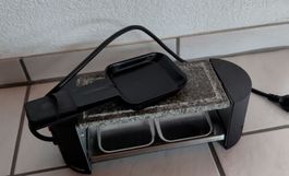 Raclette Ofen mit Natursteinplatte schwarz gebraucht