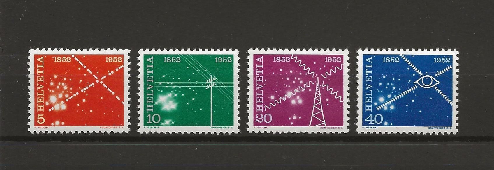 Tutti i francobolli: SUISSE 1952-100 ans  télécommunications – Nuovo (secondo la descrizione) da Bussigny venduto da jacky1953