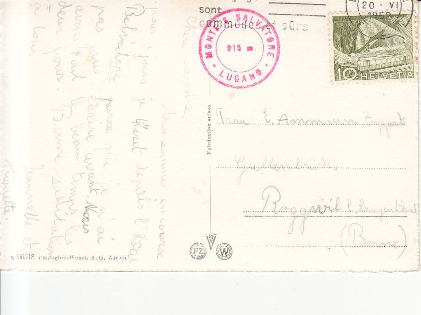 Cartoline postali: Lugano 1952 – Usato da Bürglen TG venduto da StampGraf 1