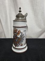 Bierkrug Wappen mit Zinndeckel 1844 guter Zustand