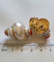 Gold 585 Massiv Perlmutt Ohrclips Mit Koralle