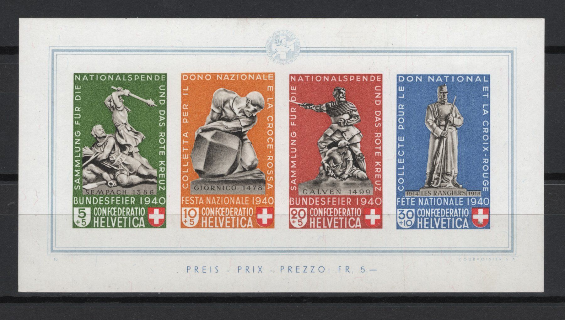 Tutti i francobolli: 1940 Pro Patria Bundesfeierblock / postfrisch – Nuovo (secondo la descrizione) da Oppligen venduto da alt_bis_neu