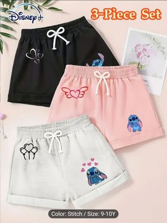 3 Disney Stitch Girl Shorts, Grösse 9-10 Jahre, Neu!