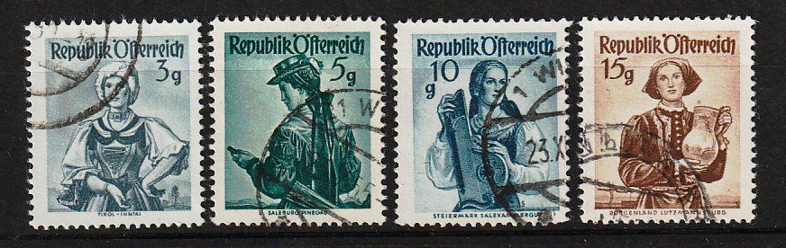 Alle Briefmarken: Österreich Trachten 5g-15g – Gebraucht aus Arlesheim von gaugi43