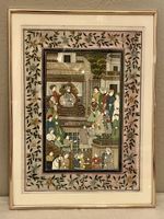 Tableau Indien Miniature Encadrée, Peinture sur soie, 1970