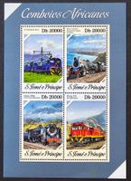 Sao Tome und Principe-Mi 5371-5374 Kbg. ** (2013) Bahnmotive