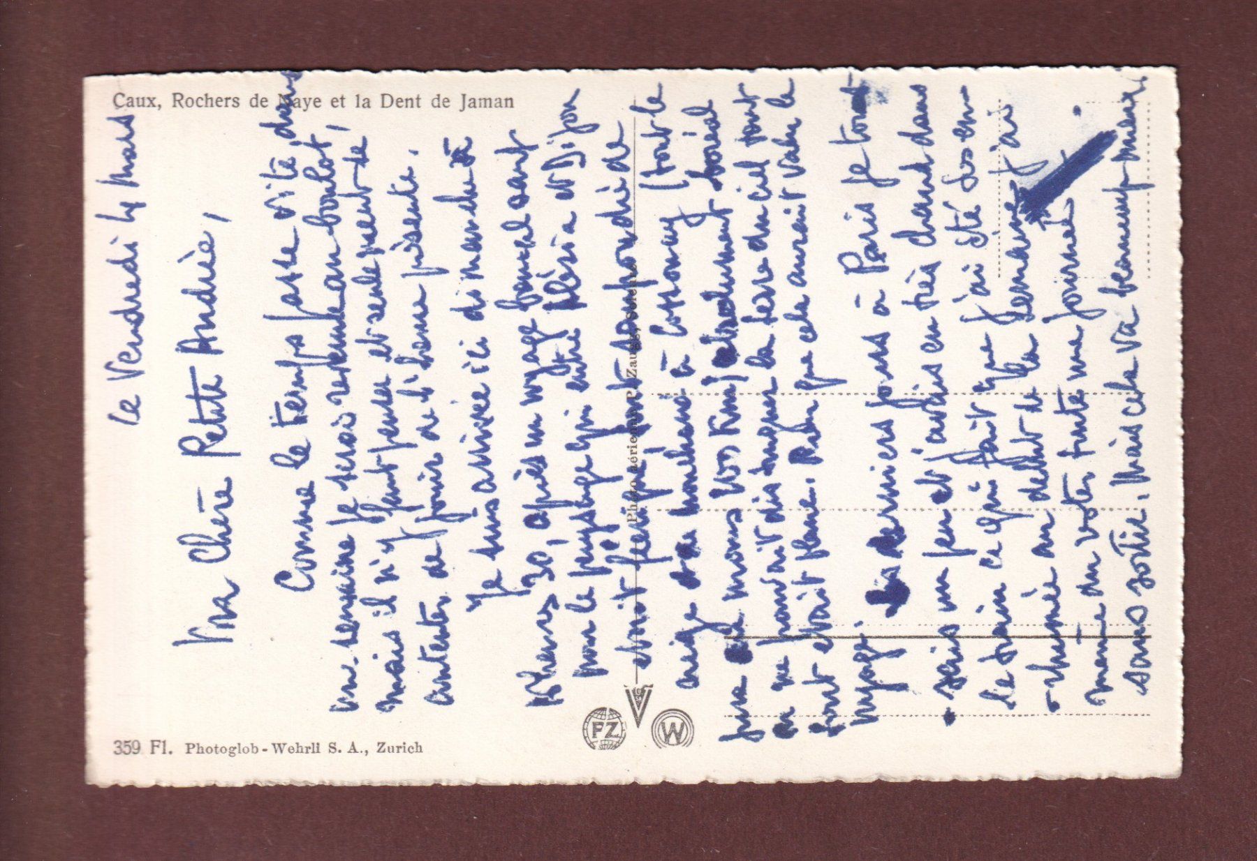 Cartoline postali: CAUX - Rochers de Naye – Usato da Pully venduto da nicecards-shop 1