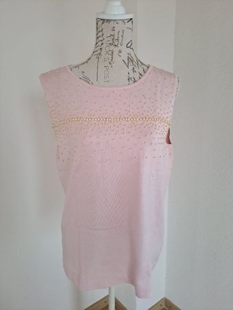 Top rose pâle en soie avec perles, marque 123, T 42/44