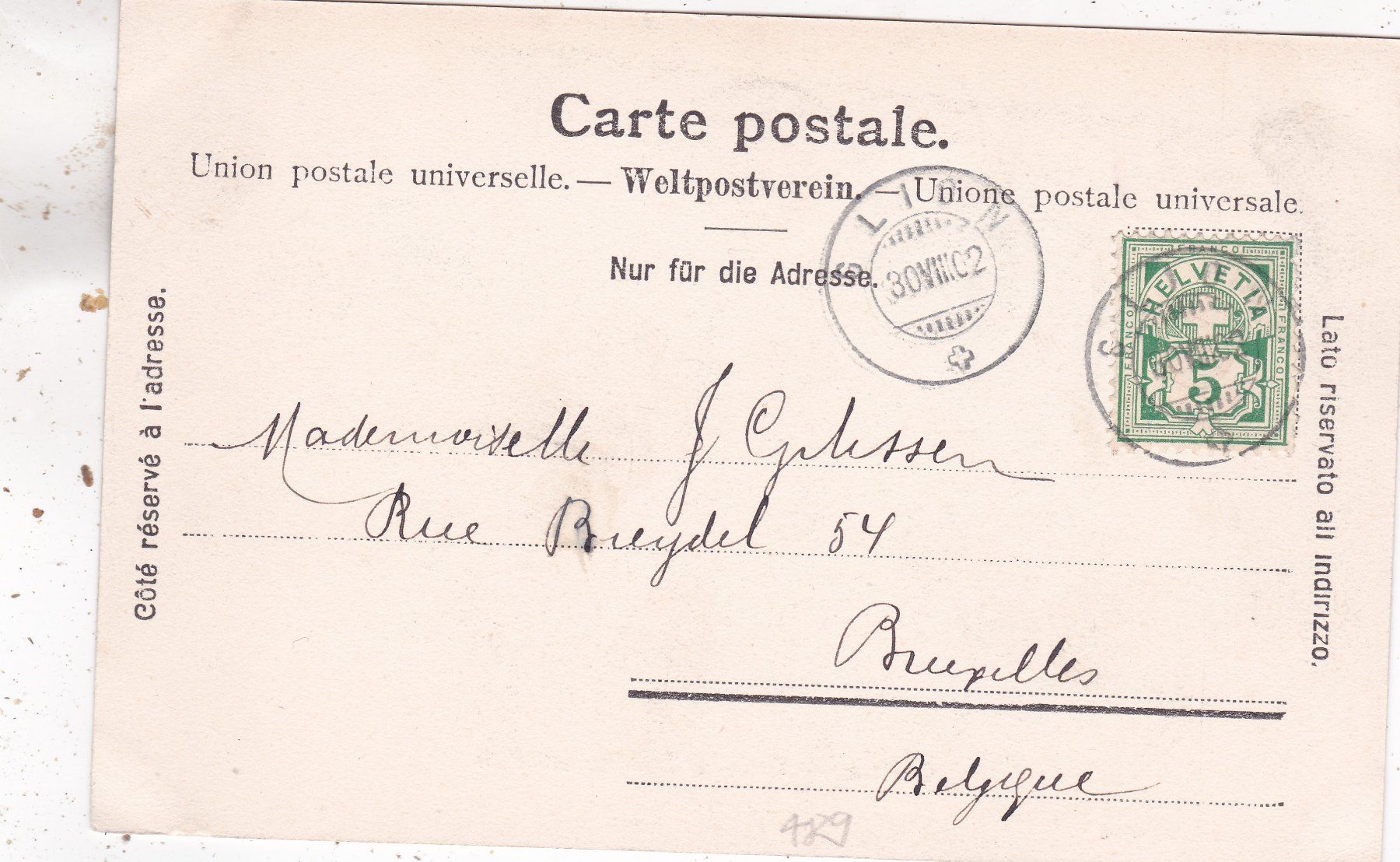 Cartes postales: Chillon Grande Cuisine 1902 – D'occasion à Herisau par Lisegrat2008 1
