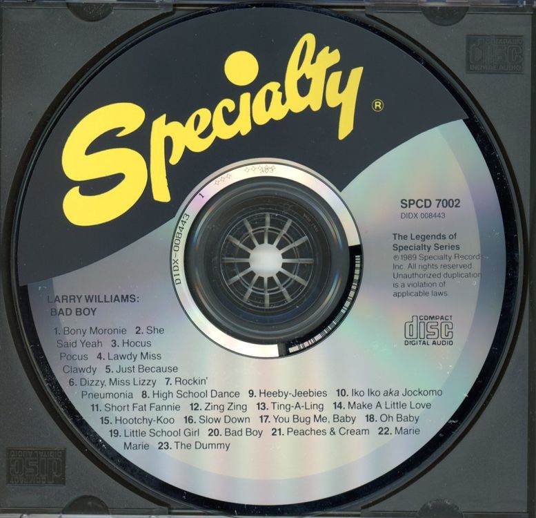 CD LARRY WILLIAMS Bad Boy, The Legends Of Specialty Series Kaufen