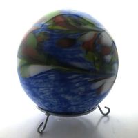 Bodenkugel 25cm Blau-bunt mit Mettal-Bodenring