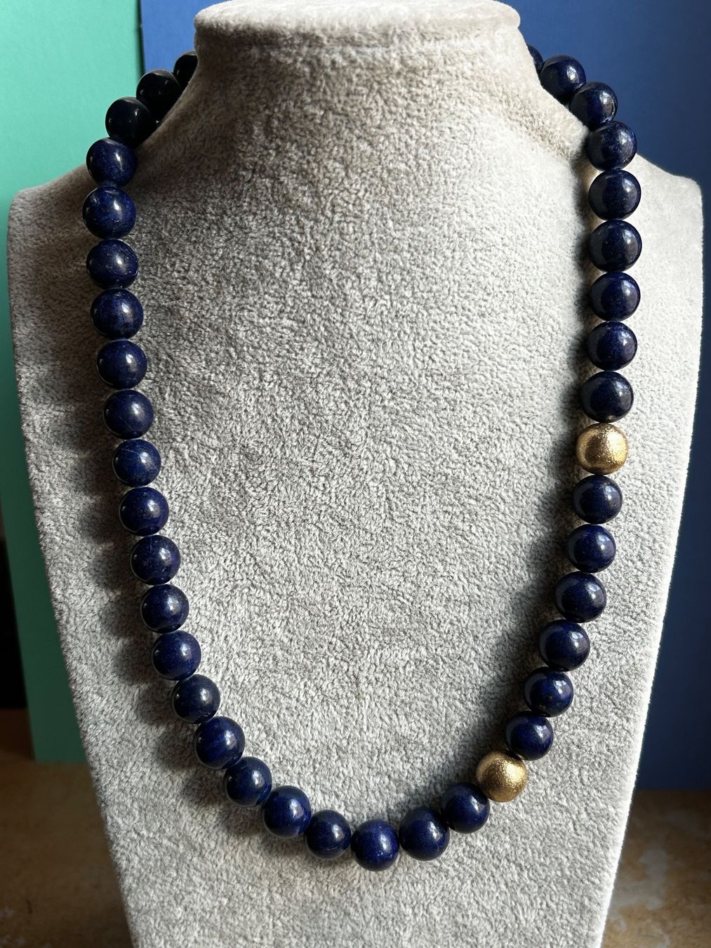 Catenine: Lapislazuli Kette goldene Elemente (52cm) – Usato da Laufen venduto da belleskulptur 2