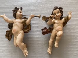 Zwei schöne alte Engel aus Lindenholz