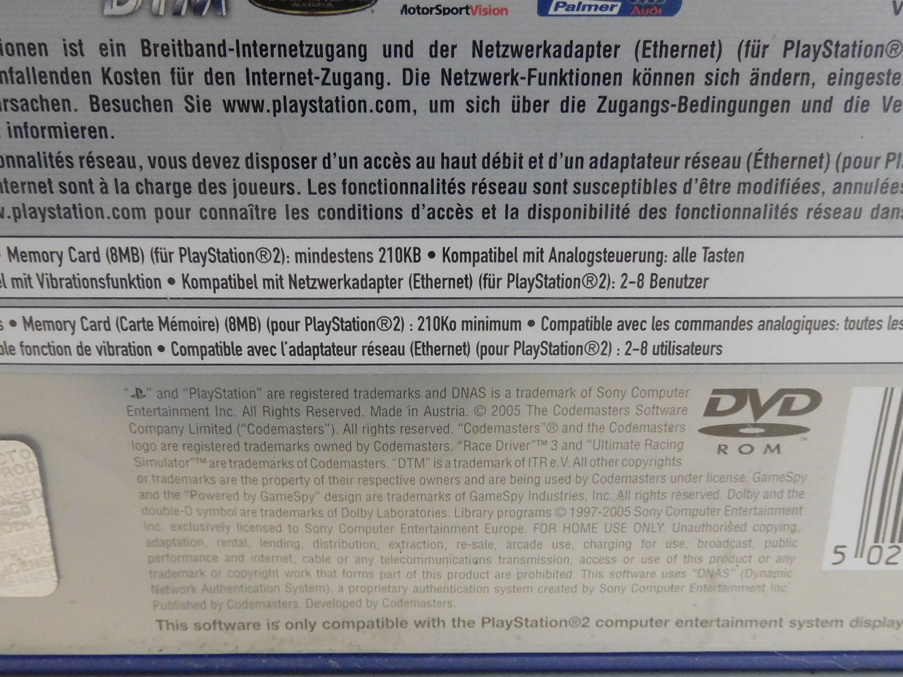 Sony Giochi: Game 2005 - PS2  DTM RACE DRIVER 3  gebraucht – Usato da Sursee venduto da 76 7