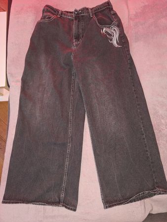 Jeans baggy gris pour femme, taille 44