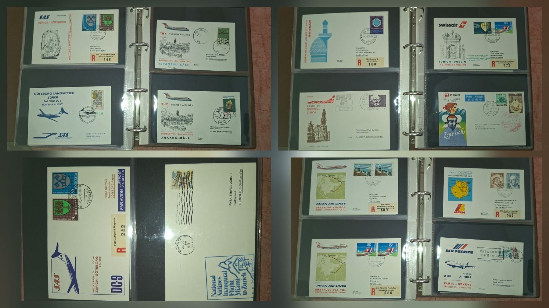 Alle Briefmarken: Album mit 76 Flugbriefe / Swissair – Gebraucht aus Balgach von SIMEON27 1
