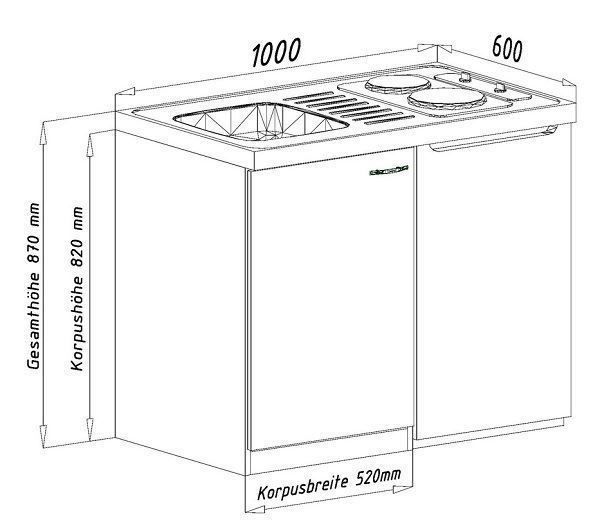 Cucine complete: 727 Miniküche Küchenzeile 100cm E/GRAU – Nuovo e nell'imballaggio originale da Wallenwil venduto da toesstalvertrieb 5