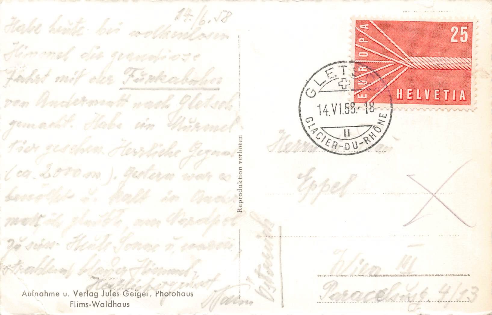 Cartoline postali: Gletsch (VS) Rhonegletscher – Usato da Biasca venduto da Blenio71 1
