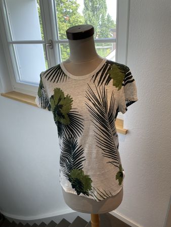 Damen T-Shirt Leinen mit Palmenprint Grösse S neuwertig