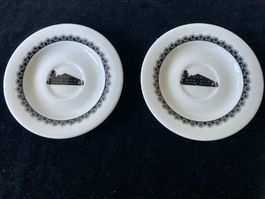 2 Langenthal Unterteller mit Edelweiss und Bauernhaus