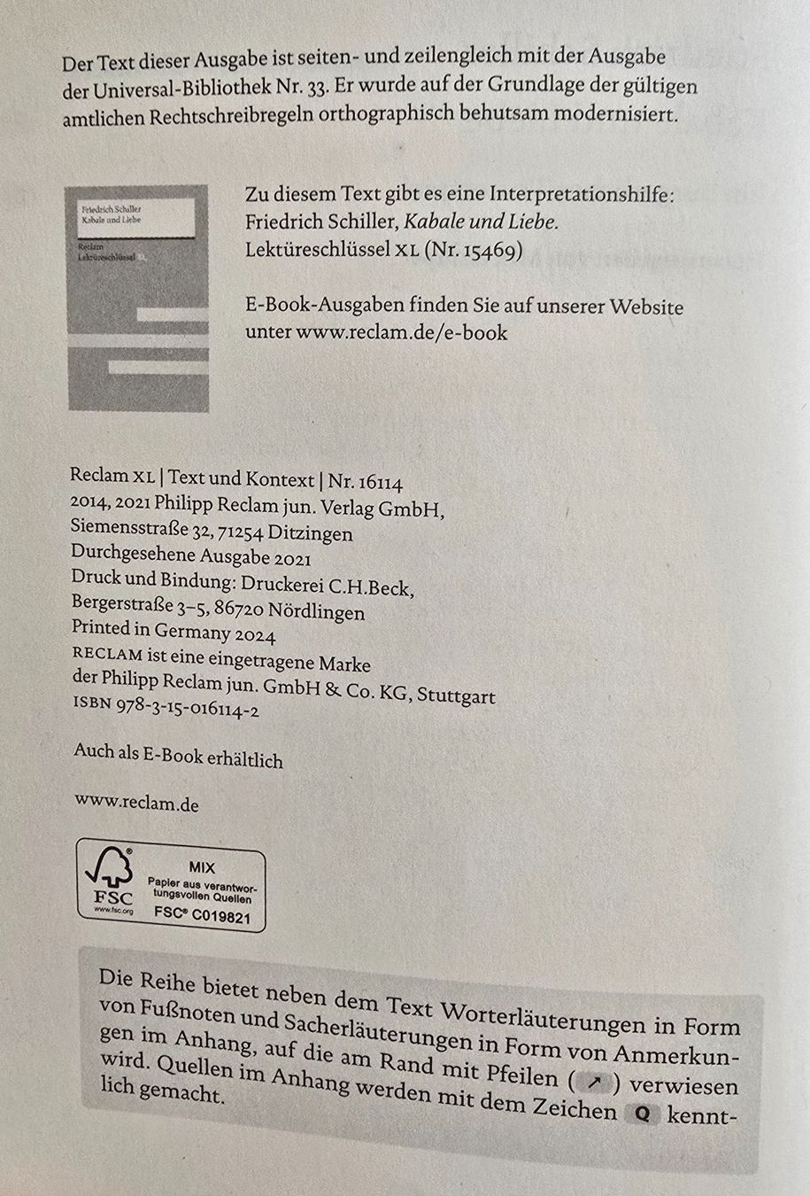 Libri: Kabale und Liebe, Friedrich Schiller – Usato da Zürich venduto da pfo_tjp8 2