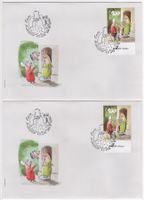 Comic Marken mit TAB (it+engl) auf illustrierten FDC's