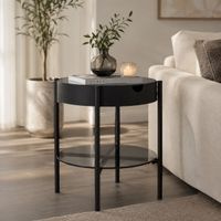 AMBIA HOME BEISTELLTISCH in Metall, Glas 45/45/50 cm NEU