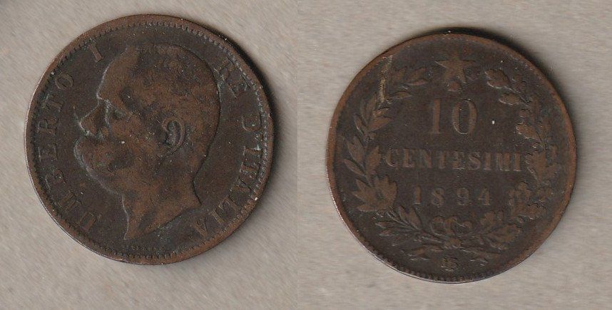 Toutes les monnaies: Italien 10 Centesimi 1894 BI – D'occasion à Allschwil par Coinfreak
