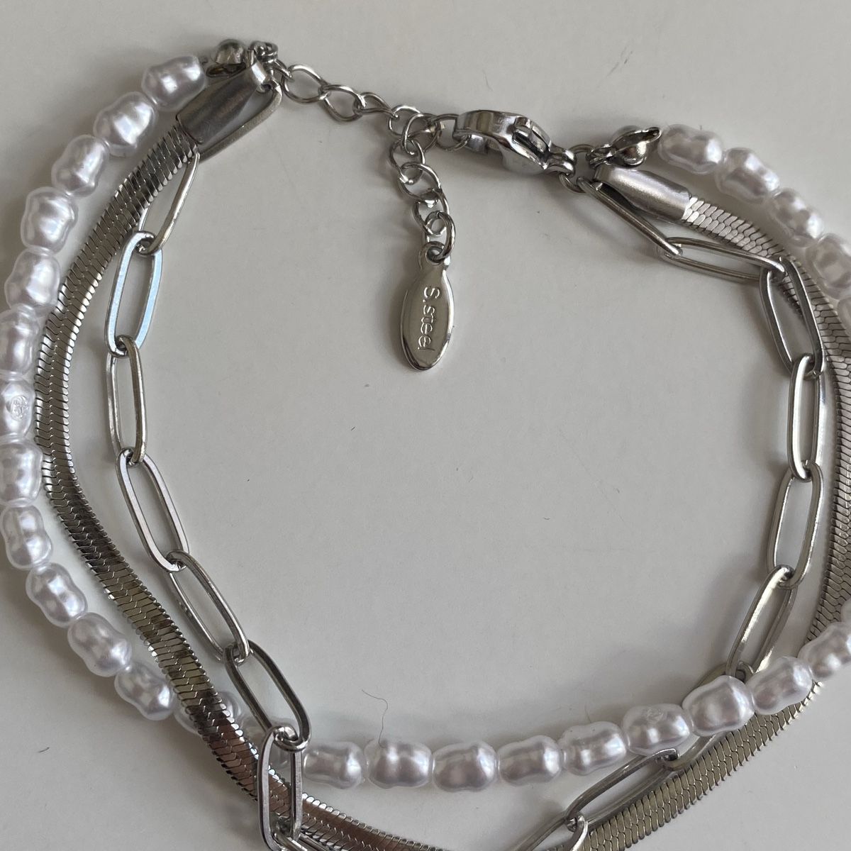 Bracciali & Braccialetti: Perlen Edelstahl Dreifache Armkette Herz – Nuovo (secondo la descrizione) da Givisiez venduto da dor_xb9k 2